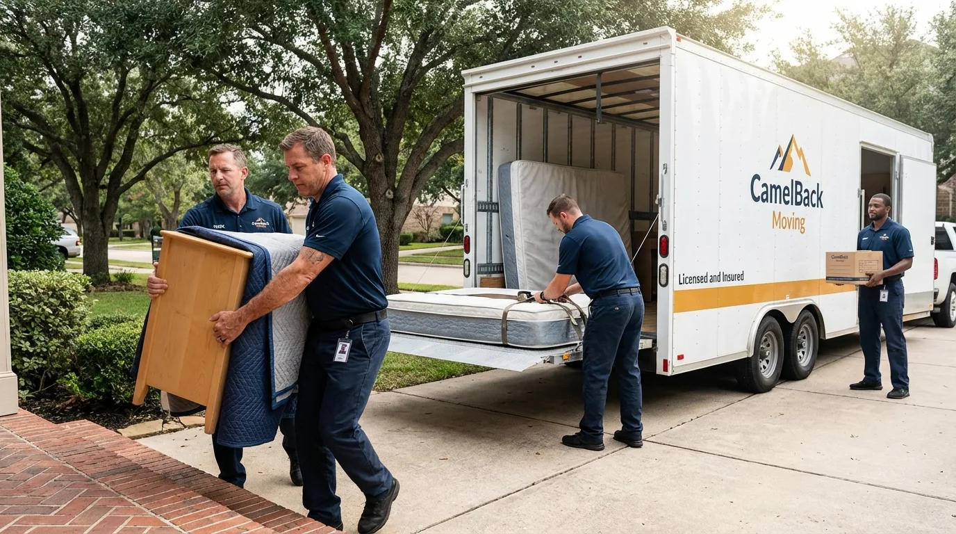 Crew loading residential truck for cross-state move from Painesville, OH