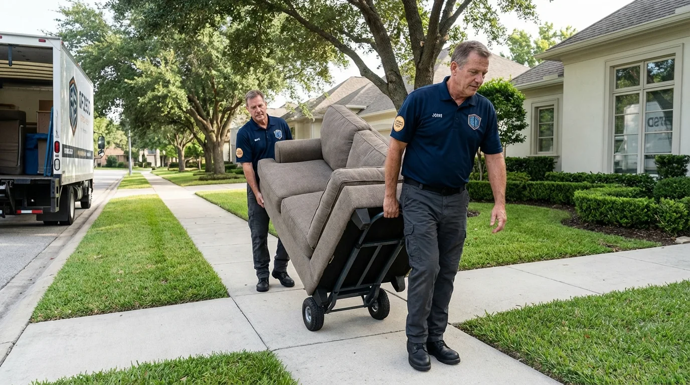Local residential moving crew loading furniture in Painesville, OH